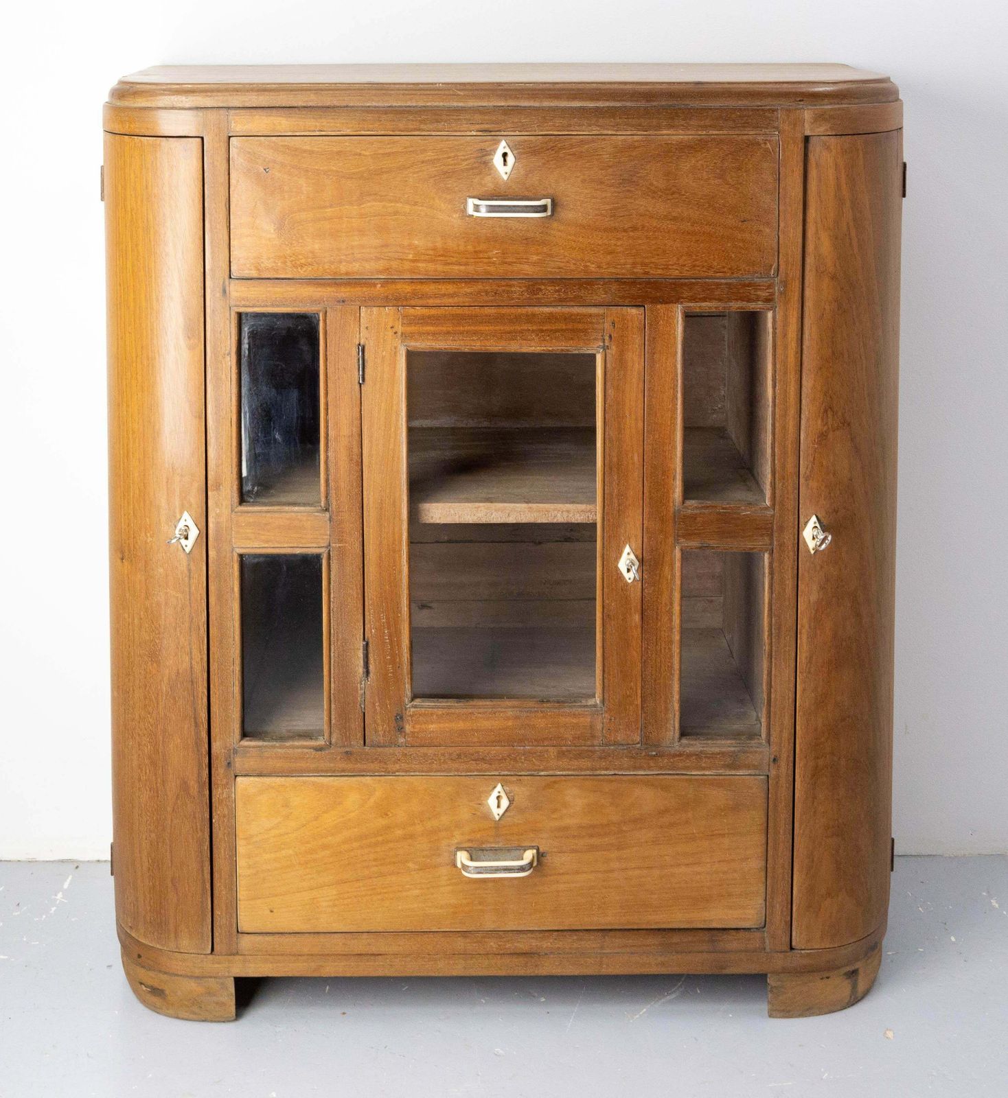 photo for sale French Glass Cabinet Or Little Vitrine Massive Teck, French, Circa 1950