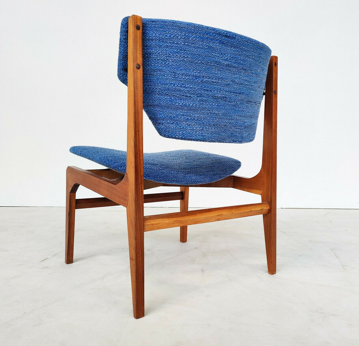 photo furniture Pair Of Blue Mid Century Modern Armchairs With Matching Ottomans