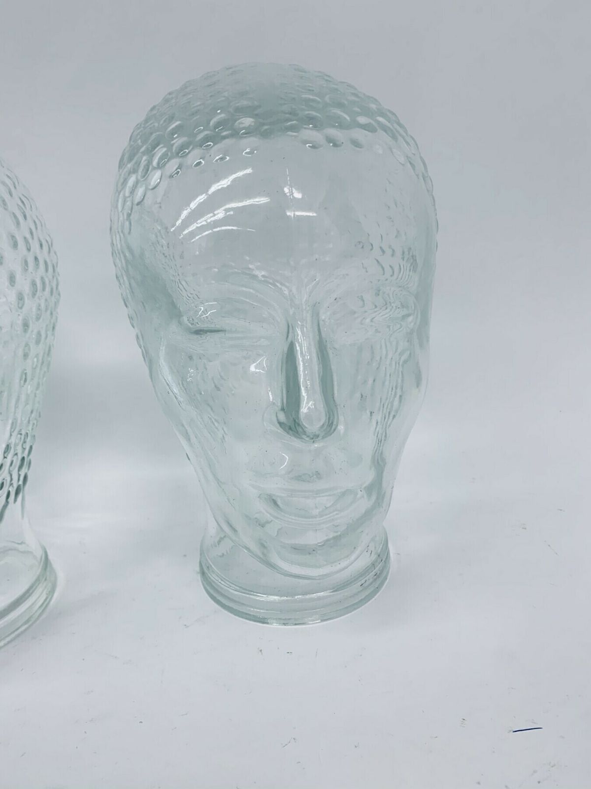 Set Of 4 Glass Head Vintage Hat  Headphone Display Mid Century Mannequin  1970’s photo for sale