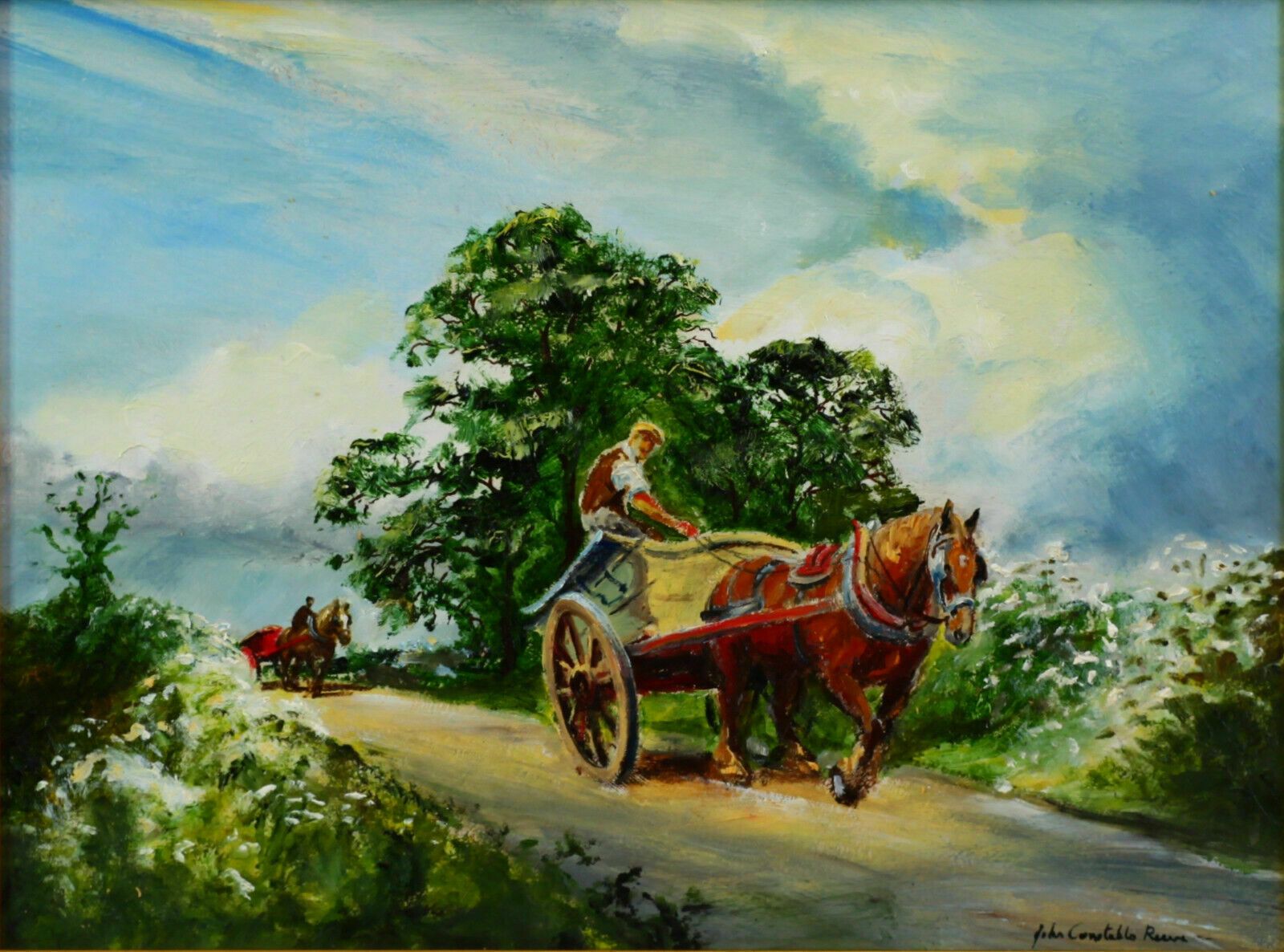 Oil On Board By John Constable Reeve. Horses And Carts In The Countryside photo furniture