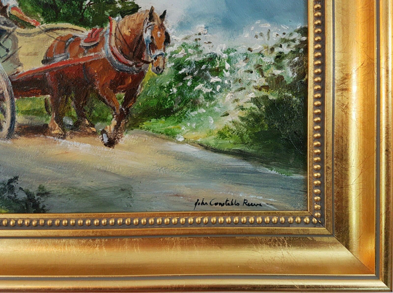 Oil On Board By John Constable Reeve. Horses And Carts In The Countryside photo for sale