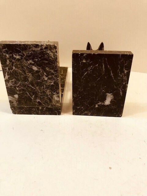 A Pair Of Art Deco Marble Bookends Mounted With Metal Figures Of Alsatian Dogs photo furniture