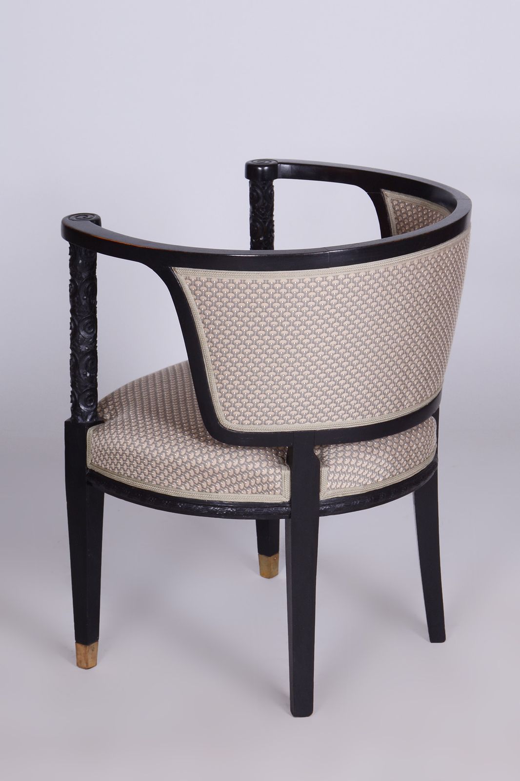 photo vinterior Restored Art Nouveau Seating Set, Stained Oak, New Upholstery, Austria, 1910s