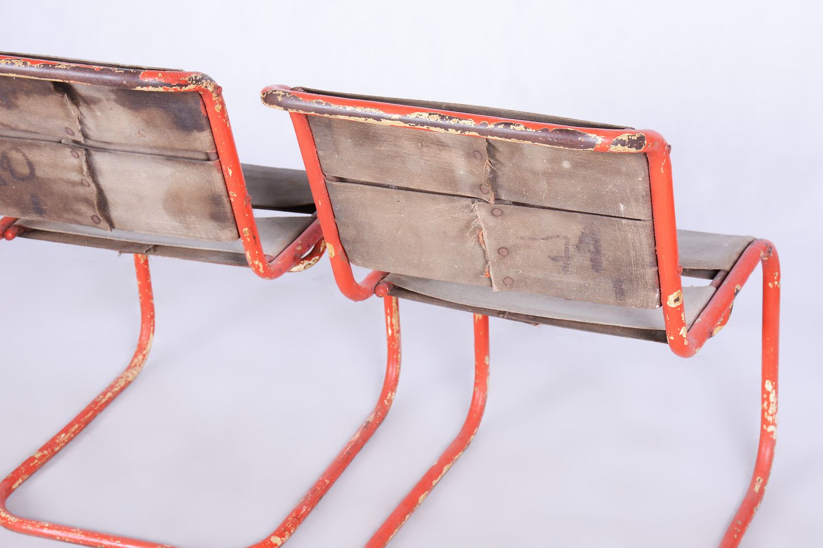 Original Pair Of Chairs By Josef Gocar, Lacquered Steel, Czechia, 1930s photo vinterior