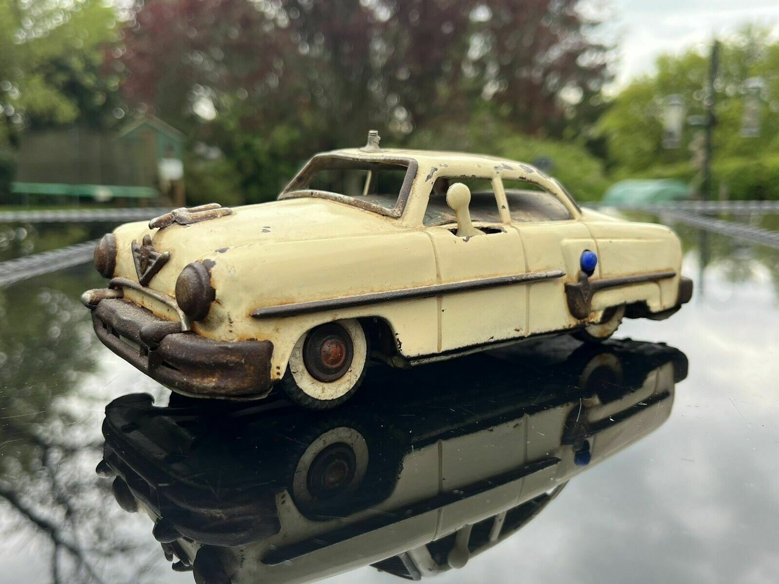 Tin Plate Battery Toy Car, Circa 1960 photo for sale