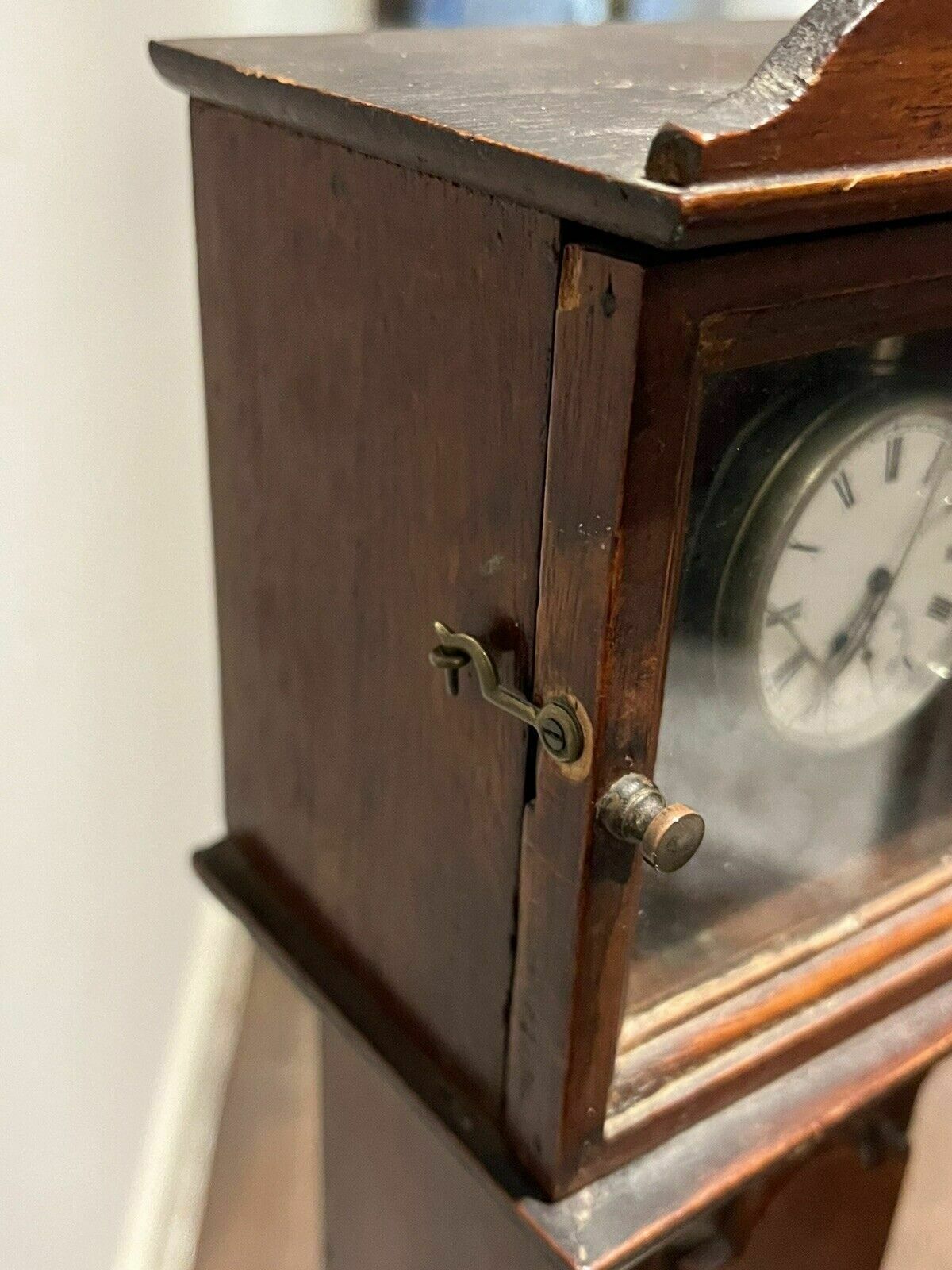 Pocket Watch Holder. Miniature Mahogany Longcase. We Ship Worldwide. photo vintage