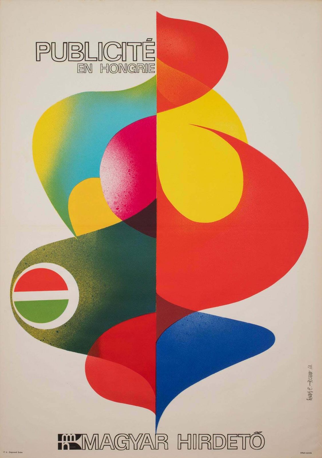 Magyar Hirdeto 1968 Hungarian Advertising Poster, Simonyi Emoke & Jozsef Pecsenke