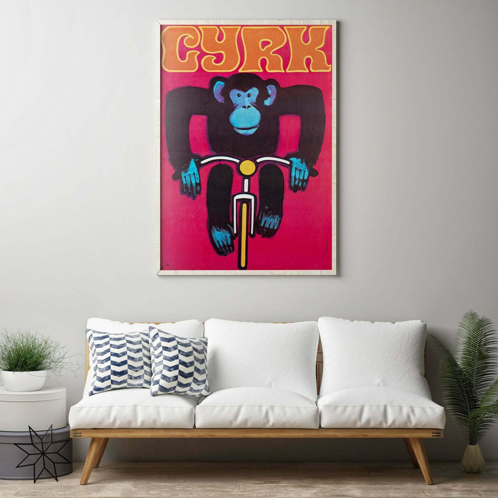 Cyrk Chimpanzee Cyclist R1980 Polish Circus Poster, Gorka photo furniture
