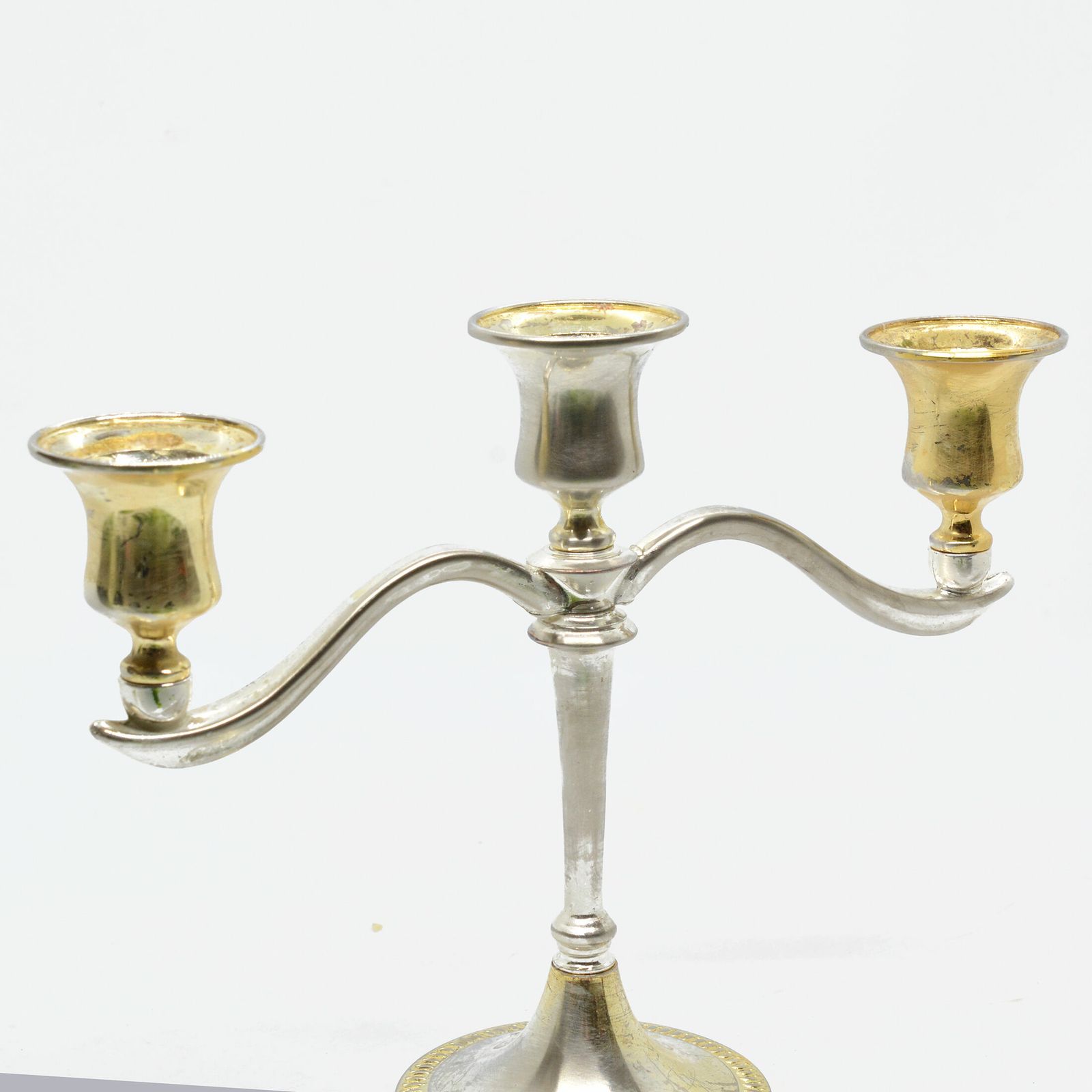Three Branched Plated Candlestick, France Of The South Of The 20th Century photo vintage