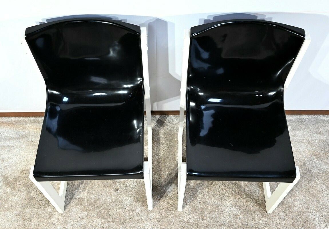 Pair Of Lacquered Wood Chairs, Signed P.Gautier  1960 photo 1174.2