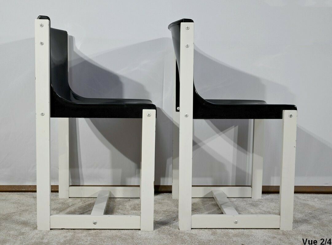 photo for sale Pair Of Lacquered Wood Chairs, Signed P.Gautier  1960