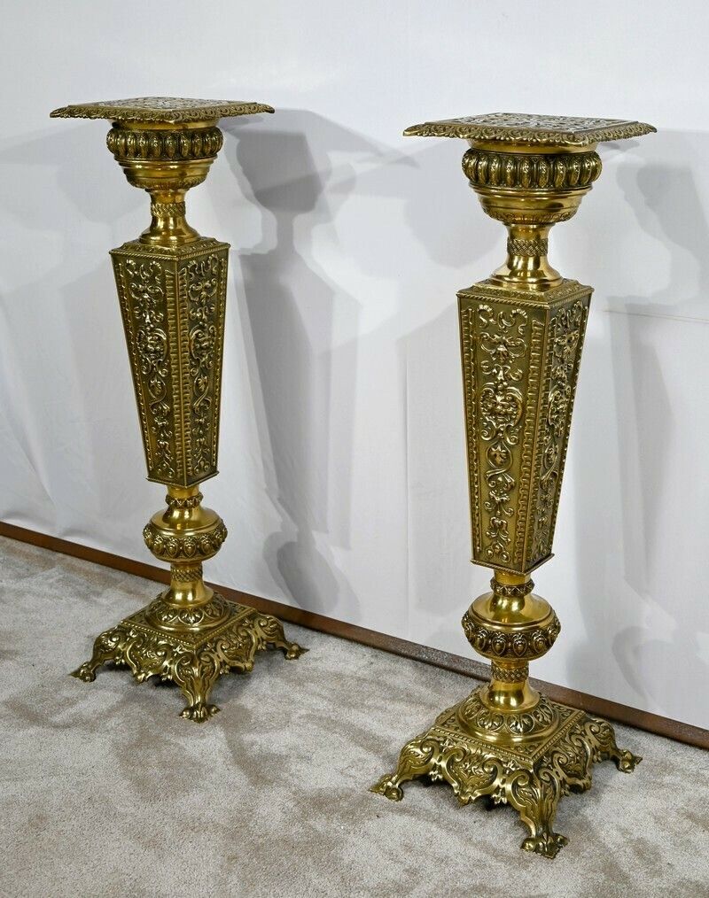 Pair Of Brass Sheaths, Louis XVI Style, Napoleon III Period – Mid 19th Century photo Home Decor
