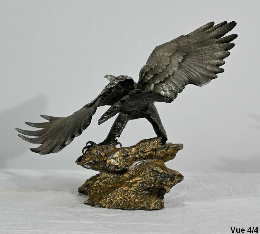 photo vinterior Pewter Sculpture "Bald Eagle", Signed P.Brunelle   Xxth