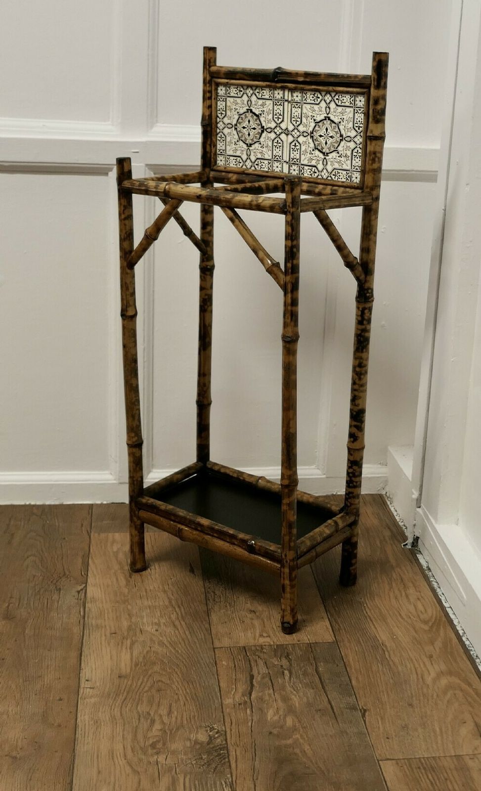 Victorian Bamboo And Tiled Stick And Umbrella Stand