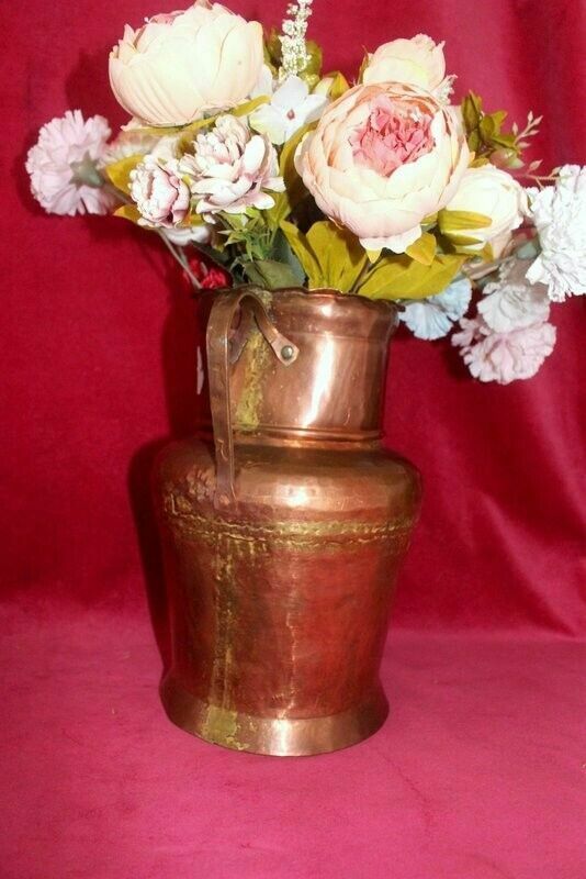 photo for sale Antique Quality French Hammered Copper Pitcher/ Planter/Jar 18th C 31 X 26 Cm