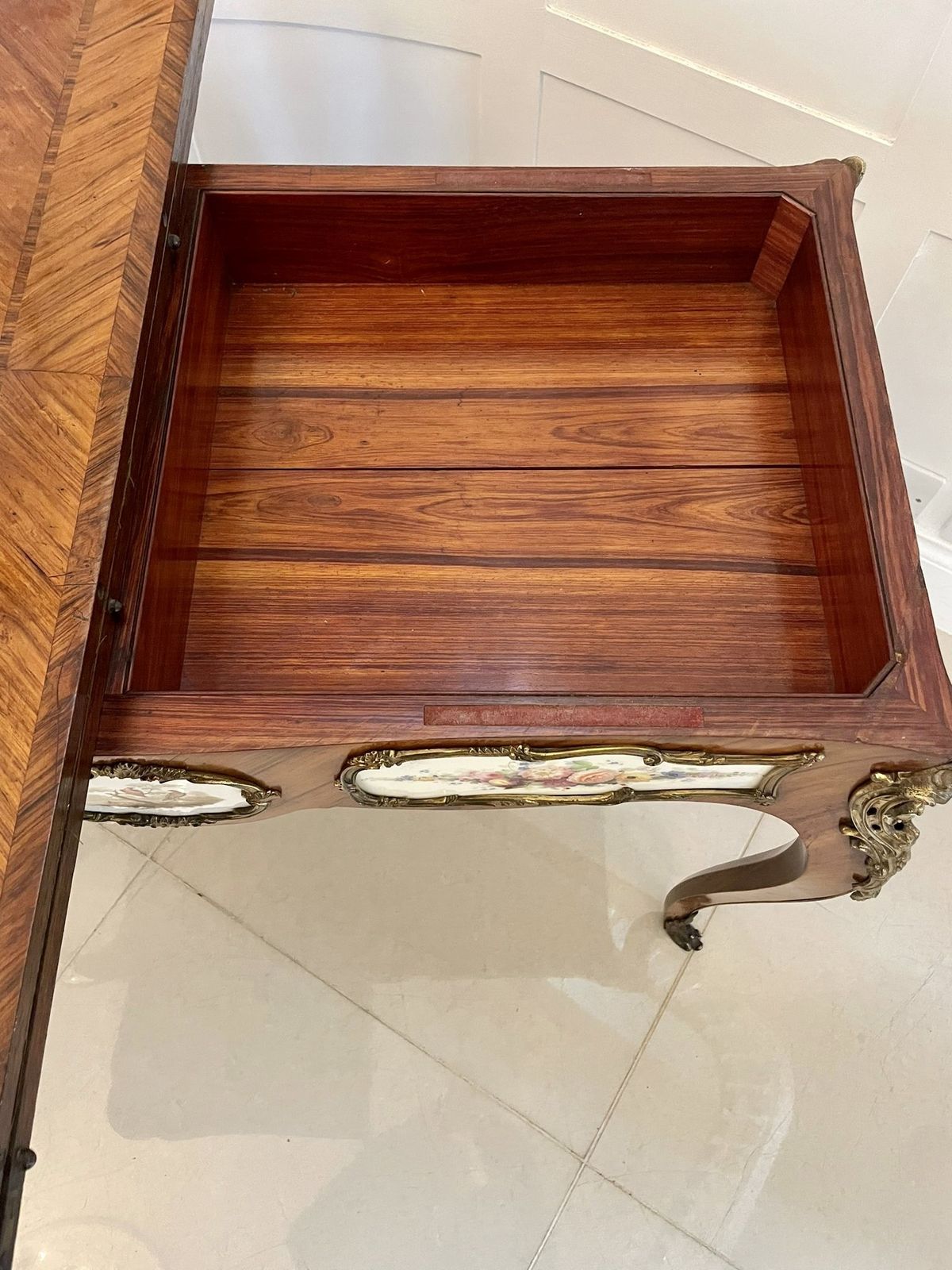 Furniture Outstanding Quality Antique Porcelain And Ormolu Mounted Kingwood Table By G T Morant, London photo