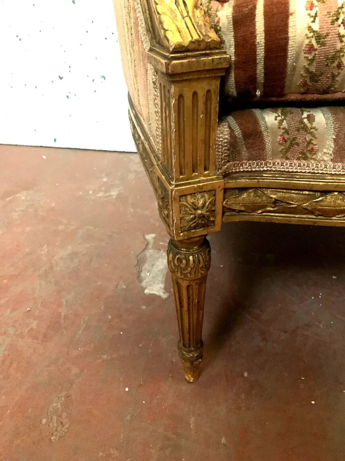 Bergere Louis XVI Style In Gilded Wood XX Century photo vintage