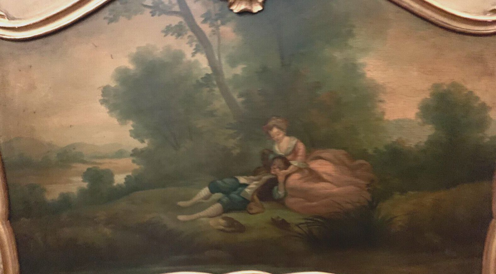 photo for sale Louis XV Style Trumeau In Patinated And Gilded Wood XX Century