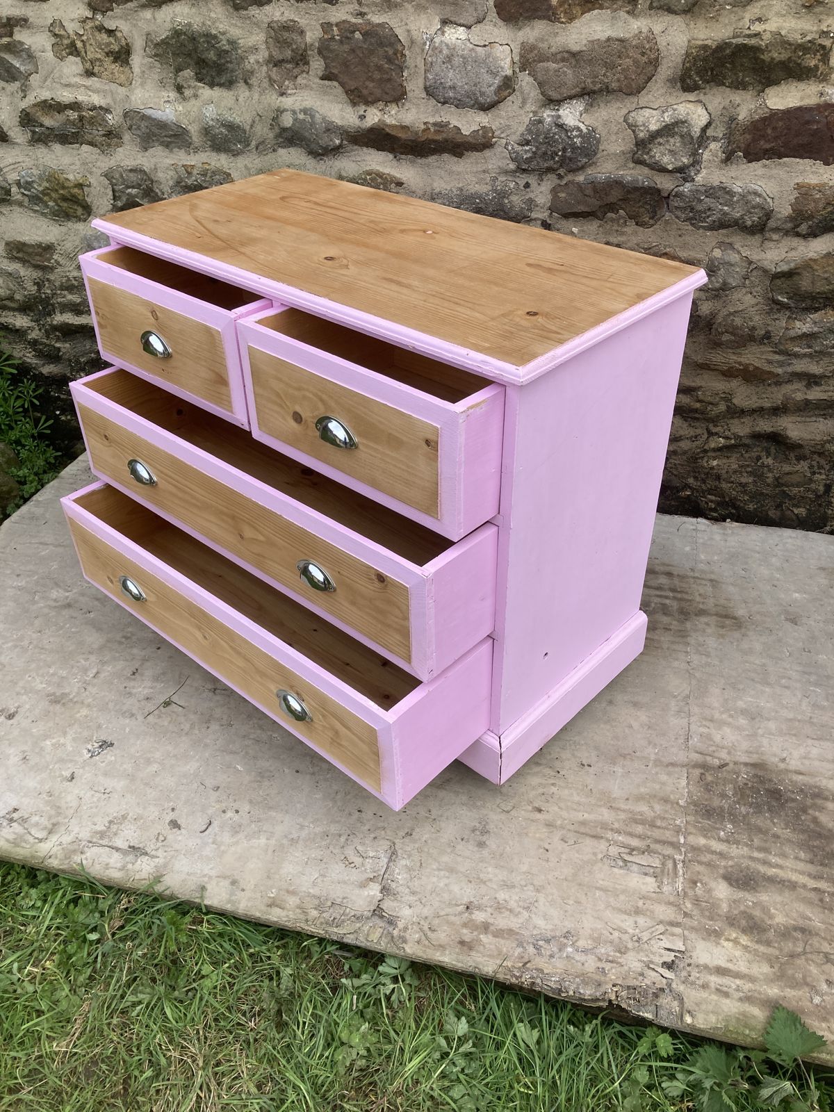 Pine Pink Painted Chest Of Drawers photo Furniture
