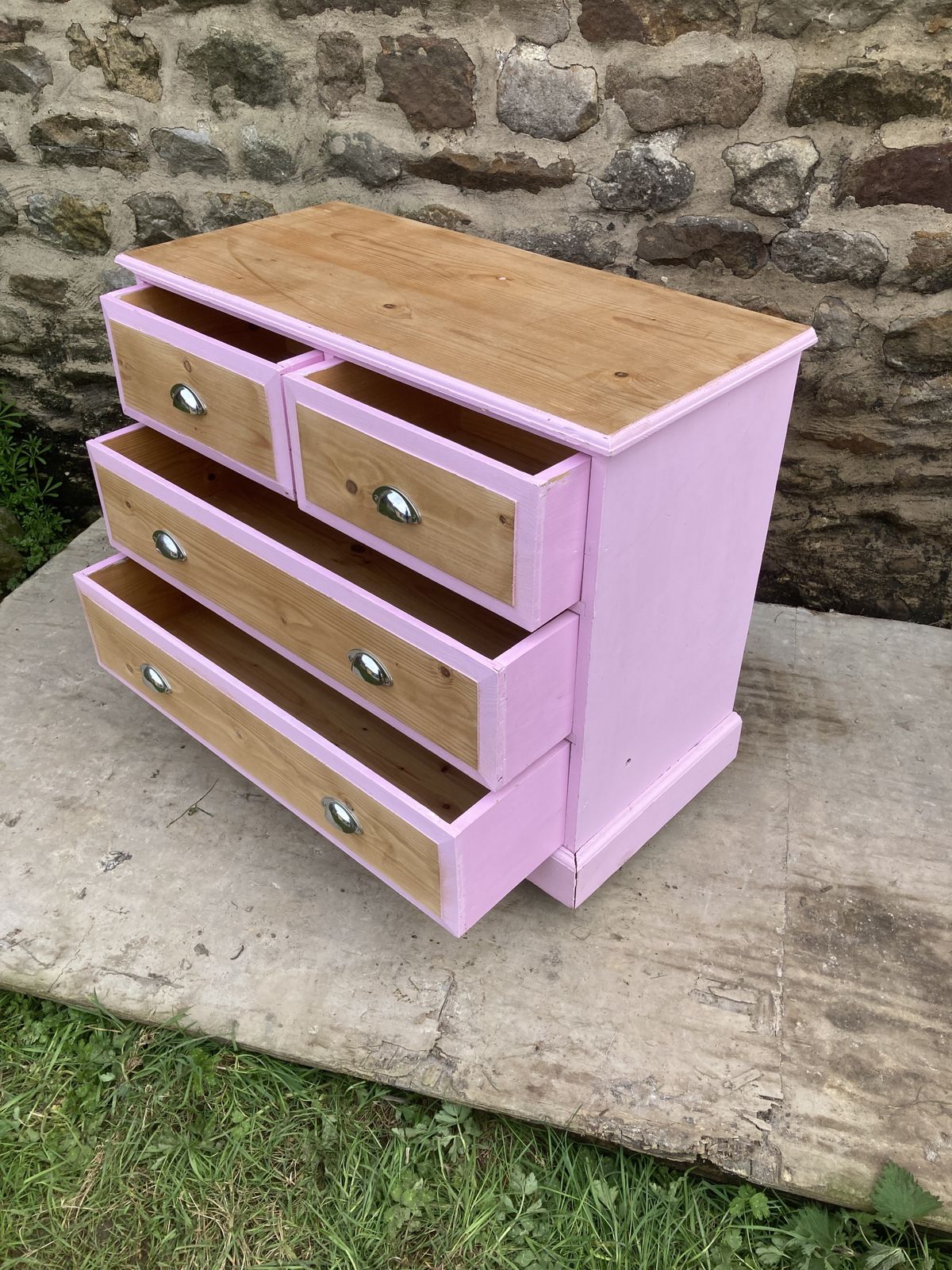 photo for sale Pine Pink Painted Chest Of Drawers