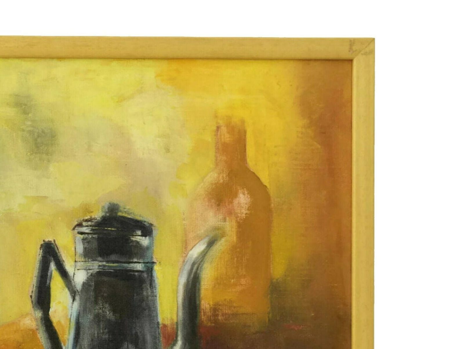 1970s Modernist Still Life Oil Painting With French Enamel Coffee Pot   Framed photo 350.0