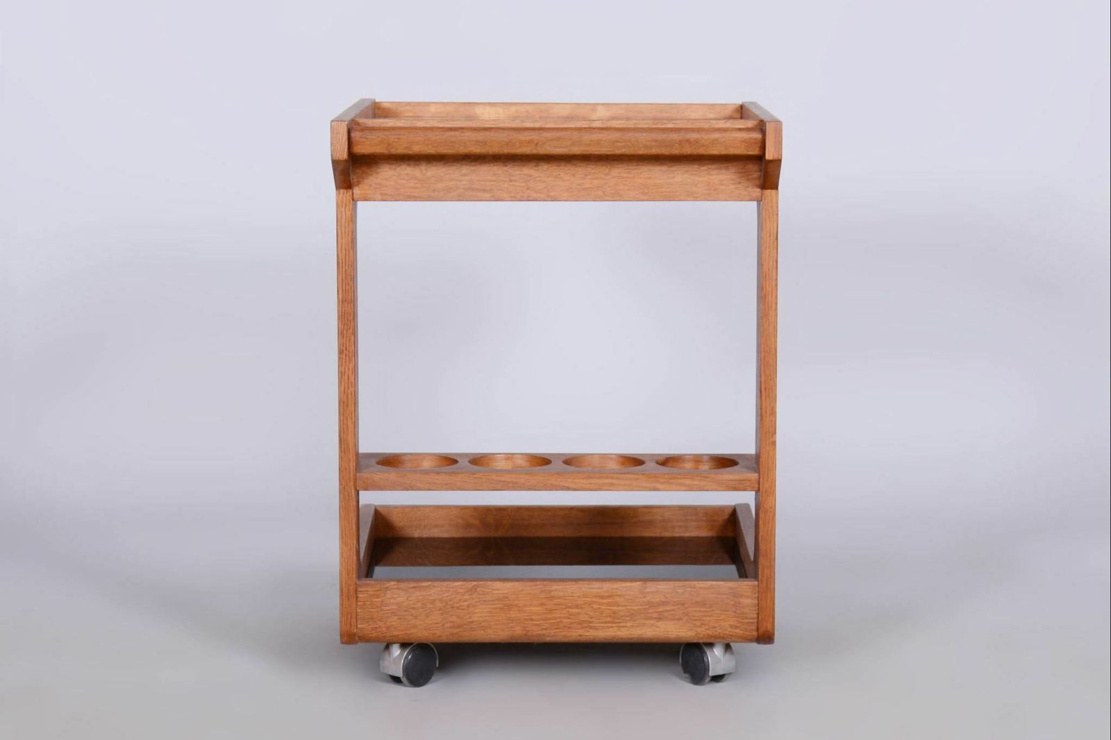 Restored Midcentury Trolley, Mahogany, Glass, Revived Polish, Czechia, 1960s photo furniture