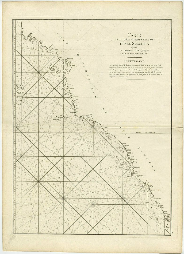 Antique Coastal Map Of West Sumatra, Indonesia