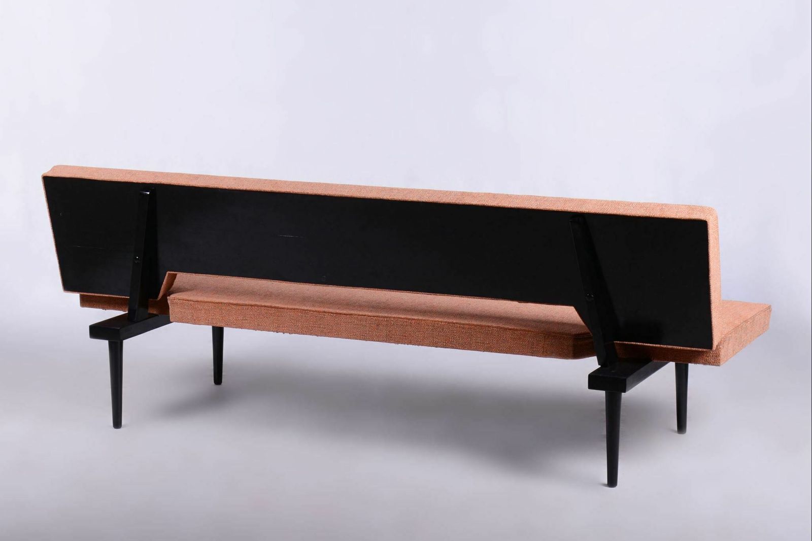 Restored Midcentury Sofa, Miroslav Navratil, Lacquered Wood, Czechia, 1960s photo furniture