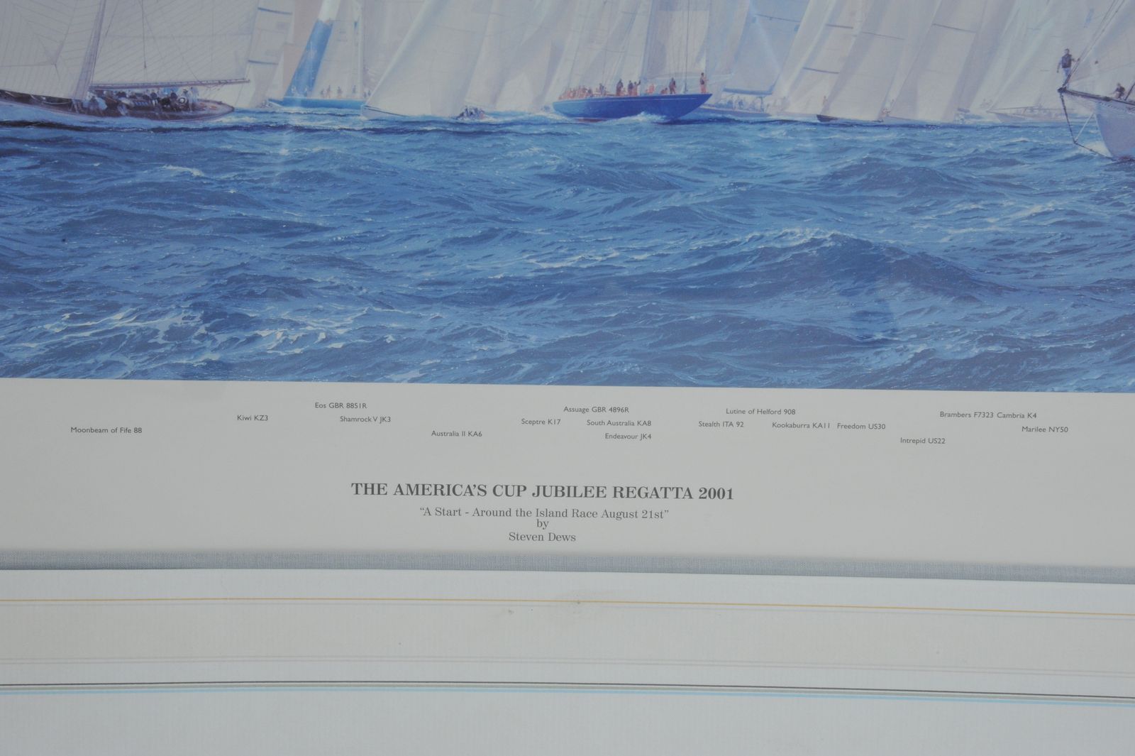 A Very Large Superb Vintage America's Cup 2001 Signed Limited Edition Print By Steven Dews photo vintage