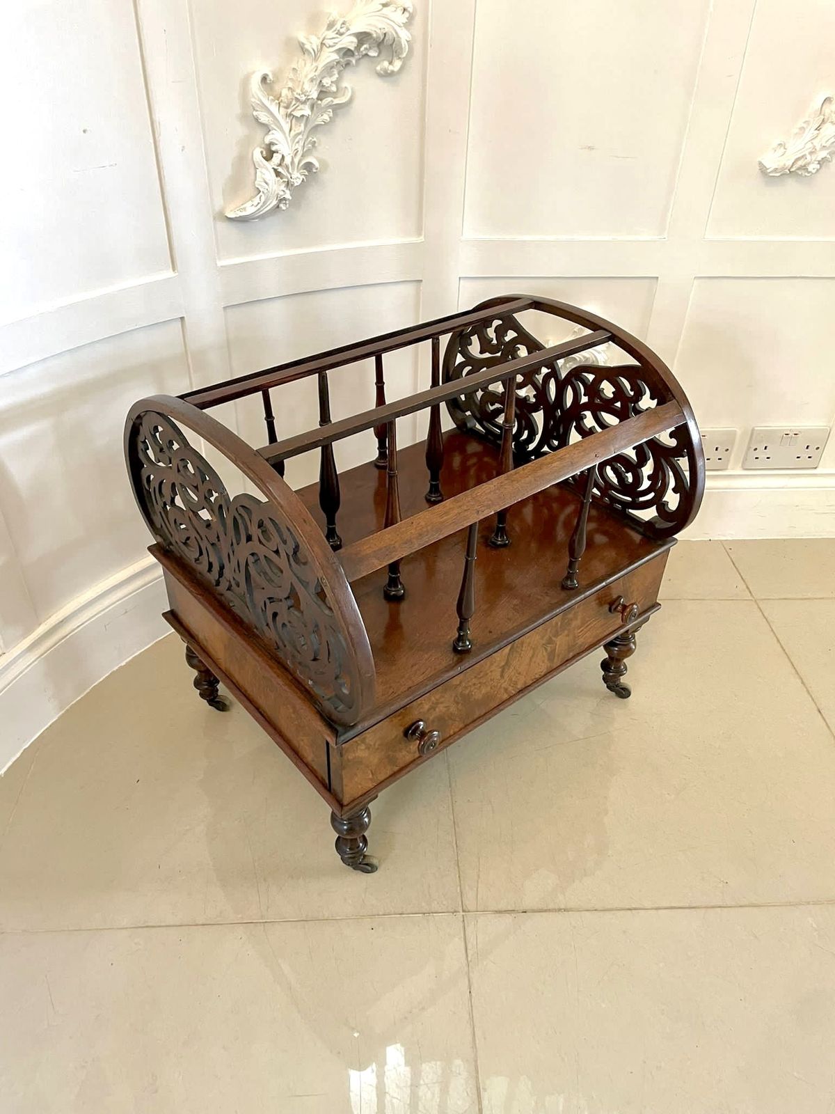 Large Antique  Freestanding Burr Walnut Canterbury