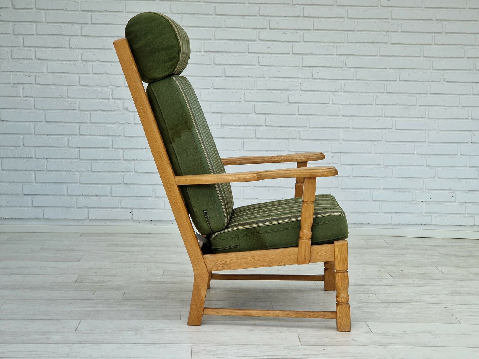 60s, Highback Armchair, Danish Design, Henning Kjærnulf Style, Original Very Good Condition. photo for sale