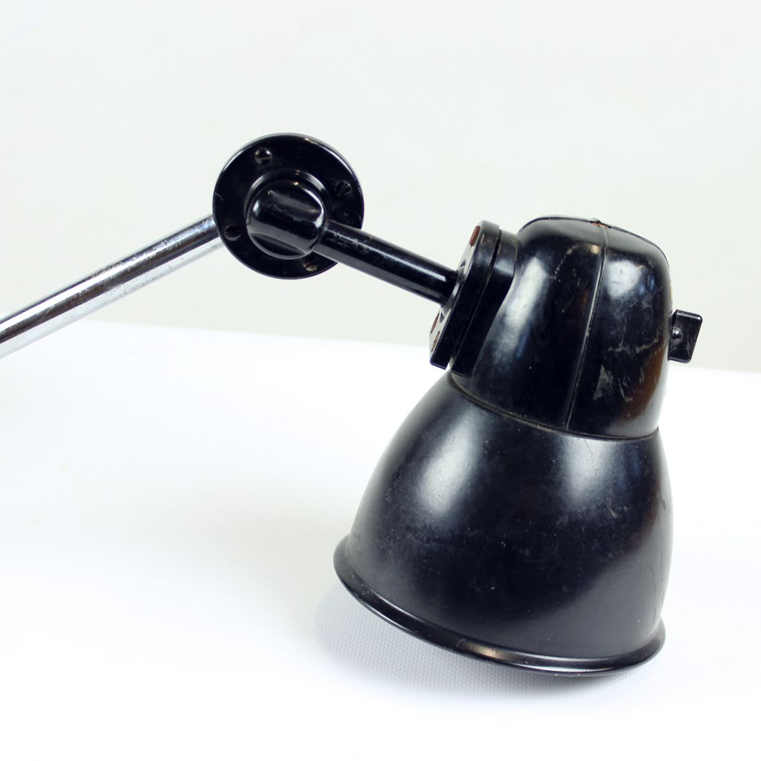 Set Of 2 Industrial Wall Lamps In Black Bakelite & Chrome, Czechoslovakia 1950s photo buy