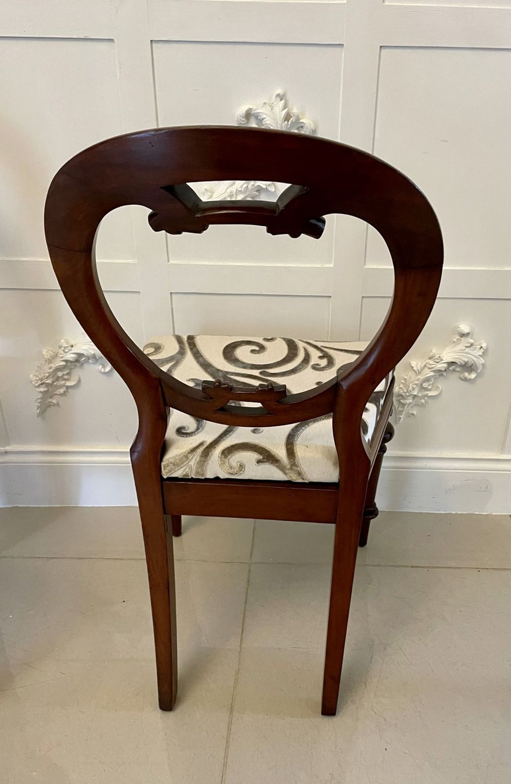 Outstanding Set Of 6 Antique Mahogany Balloon Back Dining Chairs photo vintage