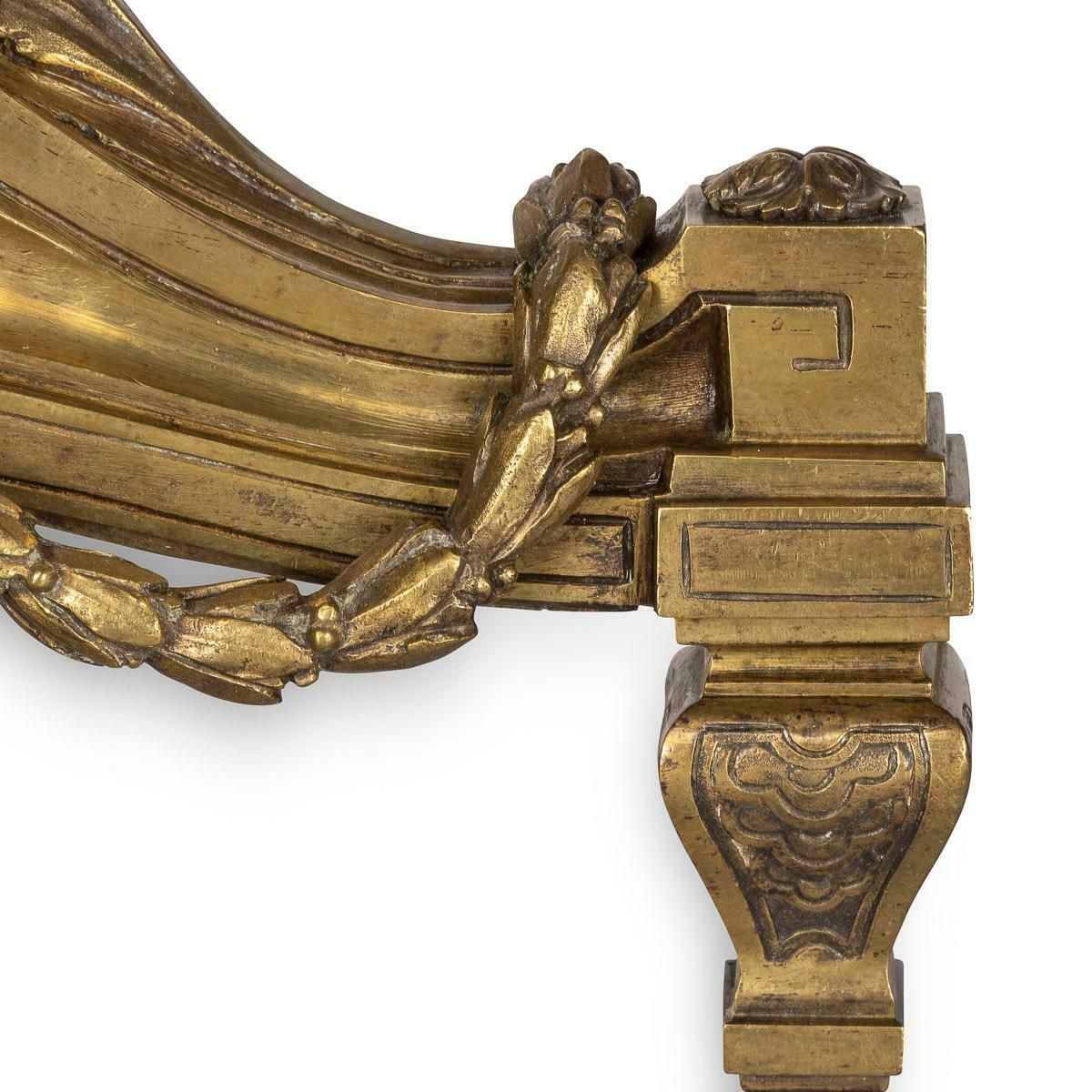 photo for sale 18th Century French Pair Of Ormolu Bronze Fireplace Chenets, C.1750