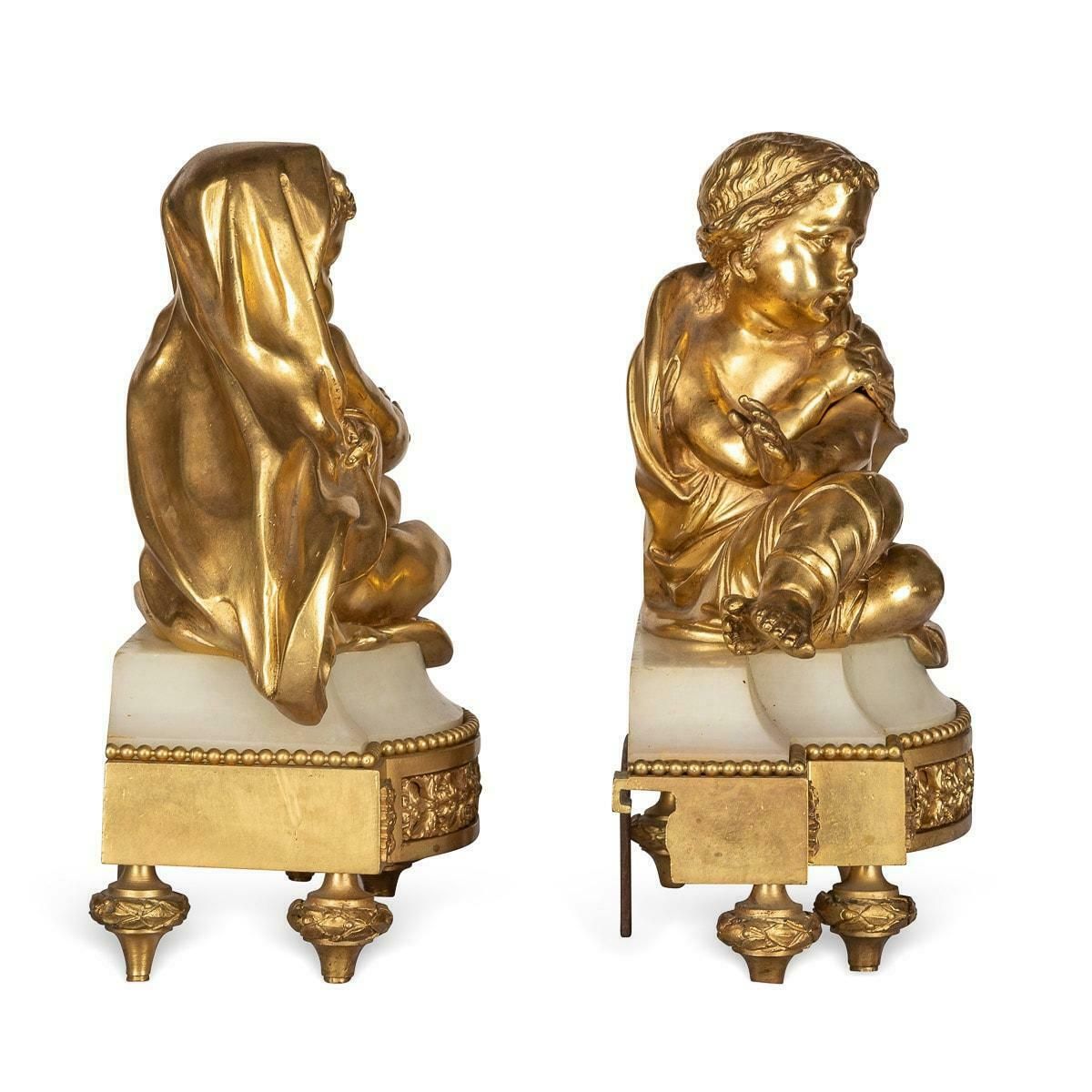 19th Century French Pair Of Ormolu Bronze Fireplace Chenets, C.1850 photo buy