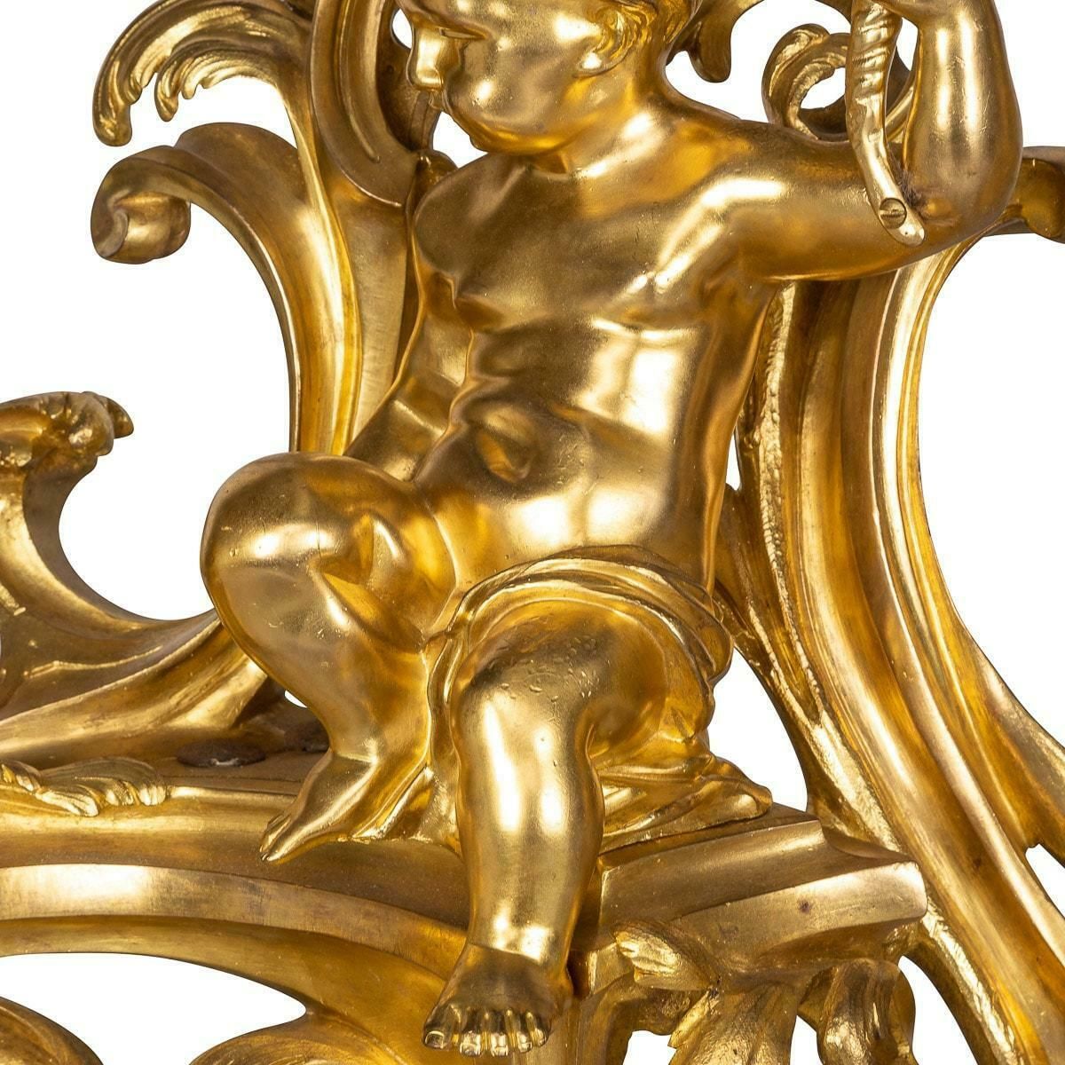 19th Century French Pair Of Ormolu Bronze Fireplace Chenets, C.1850 photo Home Fixtures
