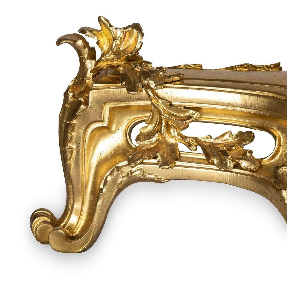19th Century French Pair Of Ormolu Bronze Fireplace Chenets, C.1840 photo vintage