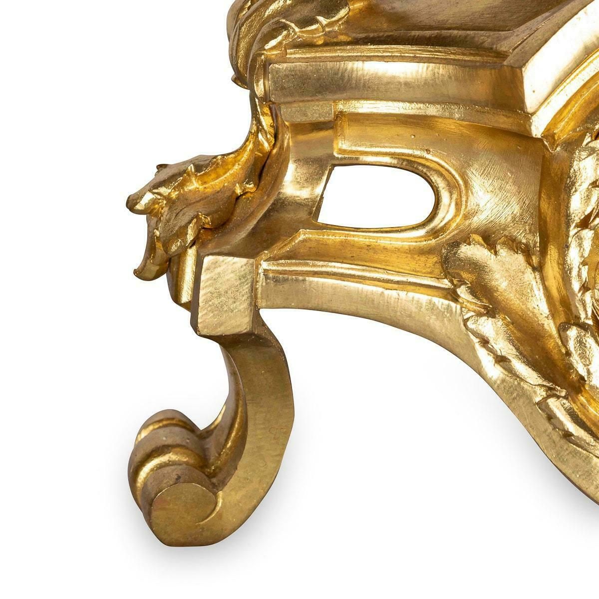 3795.0 19th Century French Pair Of Ormolu Bronze Fireplace Chenets, C.1840 photo