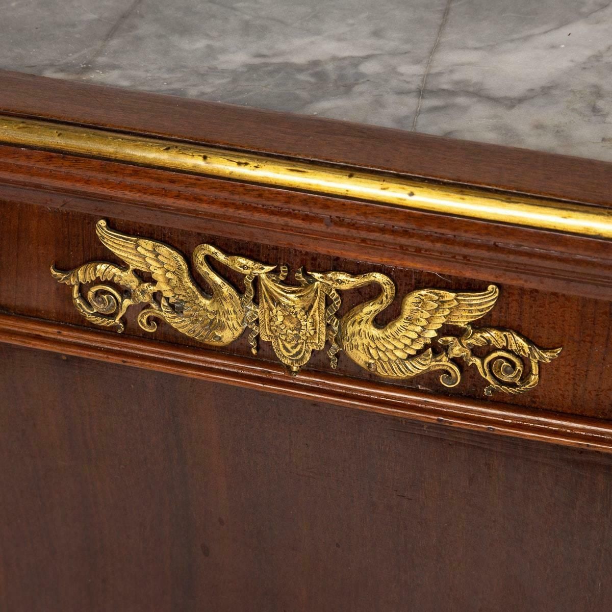 photo furniture 19th Century French Empire Style Ormolu Mounted Wood & Marble Pedestal, C.1890
