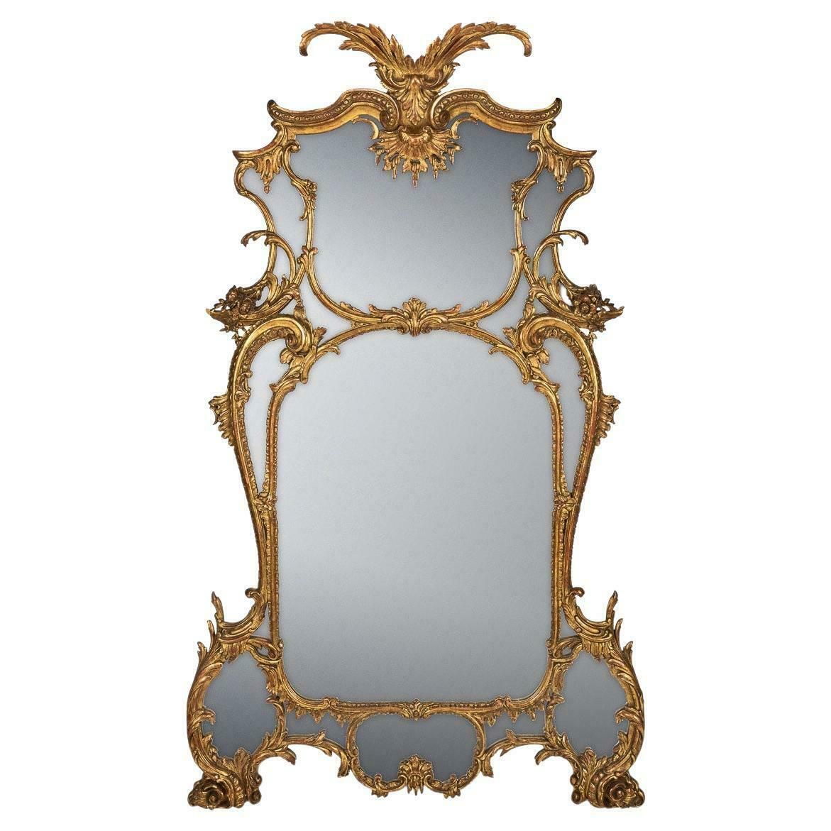 19th Century French Rococo Carved Giltwood Mirror, C.1860