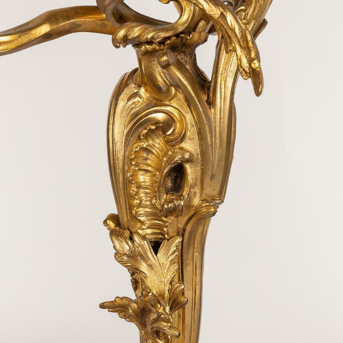 19th Century French Pair Of Louis XV Style Ormolu Four Light Candelabra, C.1880 photo vinterior
