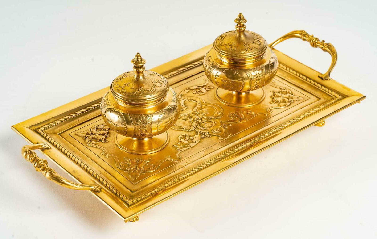 Double Inkwell Of The Xixth Century In Gilded Bronze photo furniture