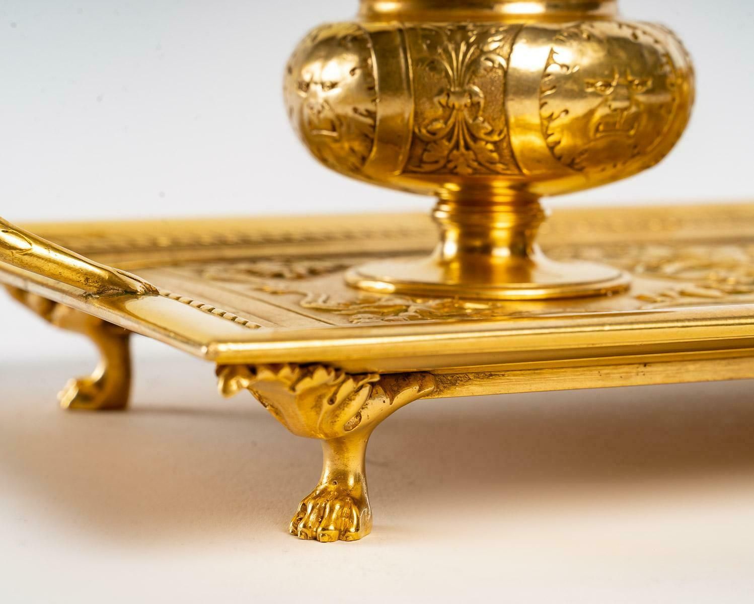 Home Decor Double Inkwell Of The Xixth Century In Gilded Bronze photo