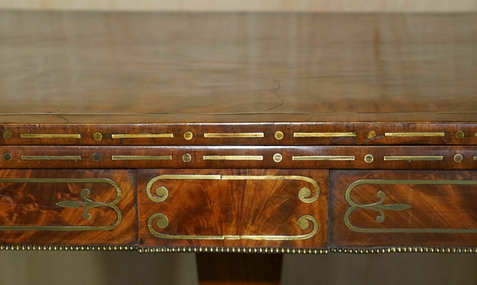 Restored Antique Regency Circa 1815 Mahogany & Brass Inlaid Card Games Table photo buy