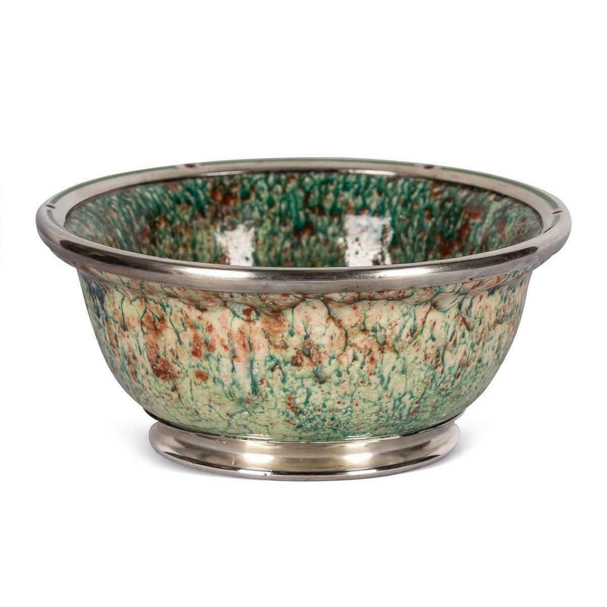 20th Century French Flambé Glaze Pottery & Silver Mounted Bowl, C.1900 photo 1495.0