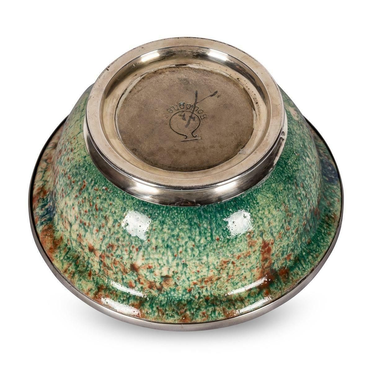 20th Century French Flambé Glaze Pottery & Silver Mounted Bowl, C.1900 photo vinterior