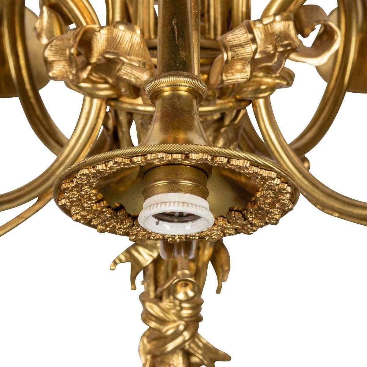 19th Century French Empire Ormolu Chandelier With Trumpet Light Fittings, C.1870 photo vinterior