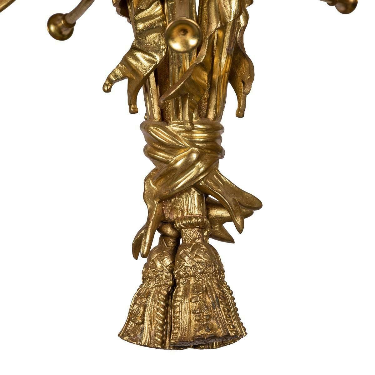 photo for sale 19th Century French Empire Ormolu Chandelier With Trumpet Light Fittings, C.1870