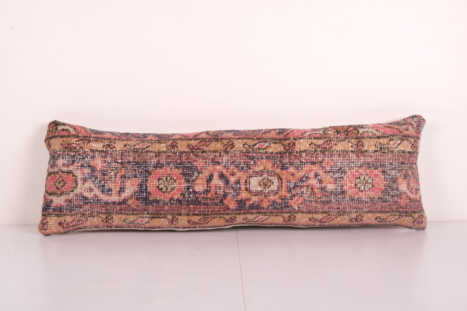 Bohemian Bedding Oushak Pillow Cover, Long Turkish Lumbar Pillow With Mid Century Design, Wool Woven Hippie Pillow 12'' X 35''