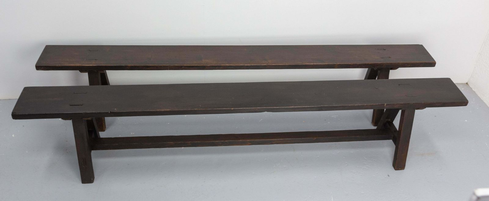 Pair Of French Antique Style Farmhouse Benches Massive Pine Circa 1930 photo Furniture